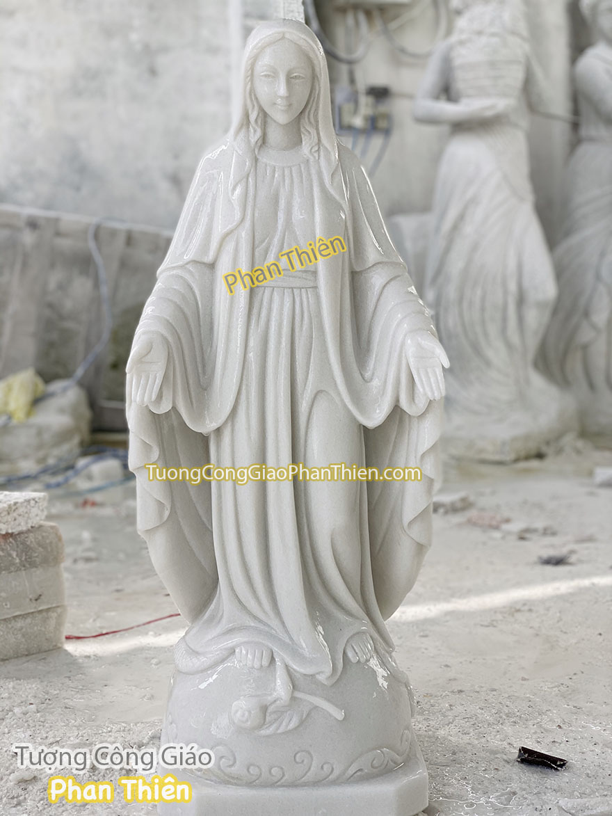 Tượng Đức Mẹ Ban Ơn bằng đá tự nhiên (80cm)